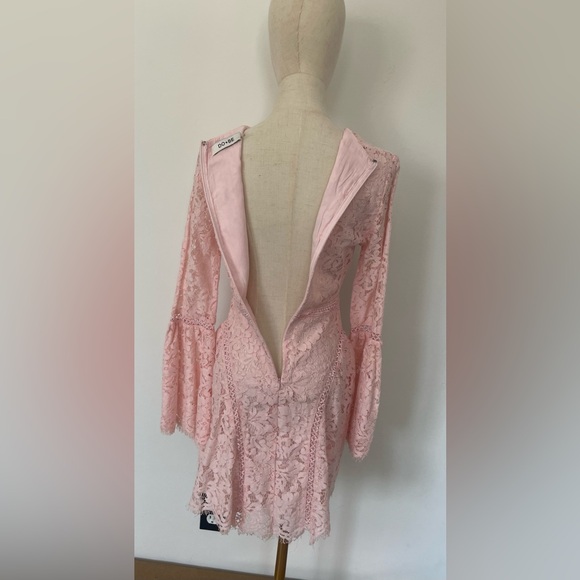 DO+BE Pink Bell Sleeve Lace Mini Dress Sz Med - Picture 9 of 12